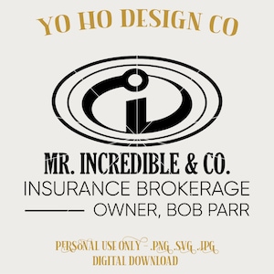 Incredibles - Bob Parr-verzekering - Vintage parken - PNG - SVG - JPG - digitale download - geïnspireerd ontwerp - shirt digitaal