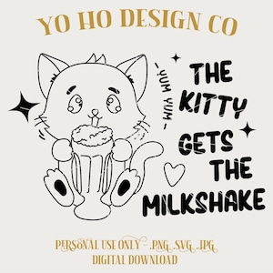 Kitty Gets Milkshake - Kawaii Magic Parks - PNG SVG JPG (Digital Download)
