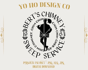 Mary Poppins en Bert Chimney Sweep SVG PNG geïnspireerd digitaal ontwerp voor Cricut Silhouette