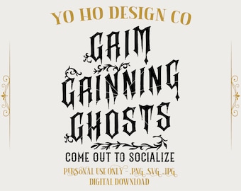 Grim Grinning Ghosts - Vintage Parks - PNG SVG JPG (Digital Download)