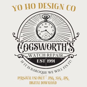 Reparación de relojes Cogsworth - La bella y la bestia - Camiseta - PNG - SVG - JPG - Descarga digital - Diseño inspirado - Camiseta digital
