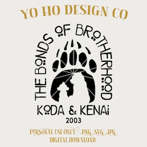 Irmão urso kenai amante do ar livre fraternidade pata totem do Alasca - PNG - SVG - JPG - Download digital - Design inspirado - Camiseta digital