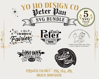 Neverland SVG Bundle | Peter Pan Inspired Cricut Files | 5 Digital Downloads