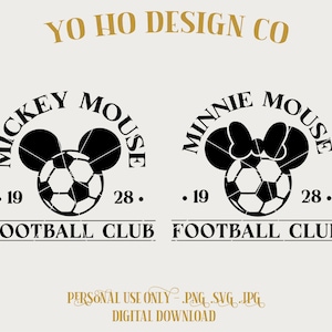 Couples matching Mickey Minnie mouse lovers footballer personal gift  PNG - SVG - JPG - Digital Download - Inspired Design - Shirt Digital