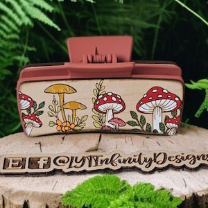 Hand painted Mushroom hair clip