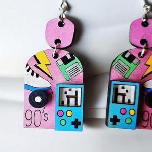 2 piece Hand painted 90's 3d earrings