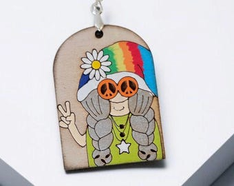 Hand-Painted Hippie Gnome Earrings | Sterling Silver, Spring Jewelry