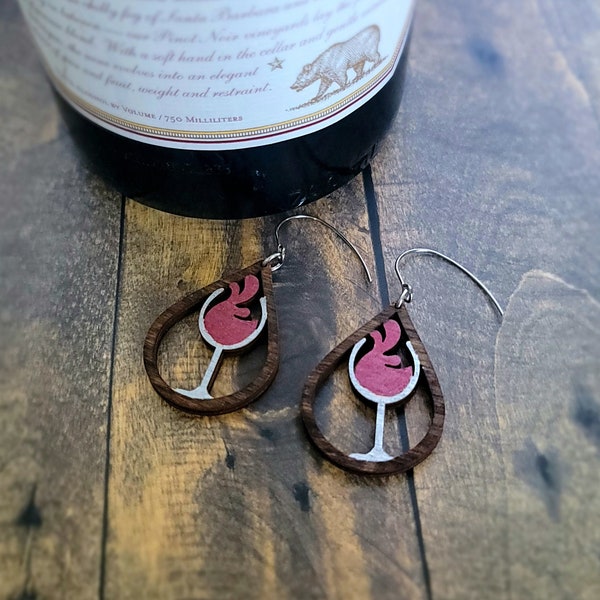 Is it wine o'clock yet wine glass earrings