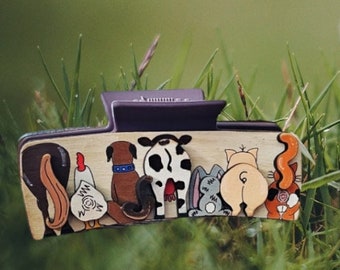 Handgeschilderde Animal Butts-haarclip