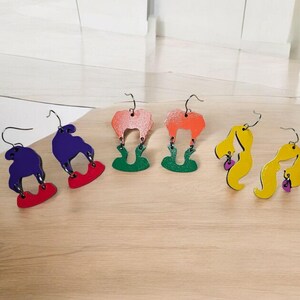 Hand-Painted Wooden Halloween Earrings – Witch Chain Trio (3 Styles)