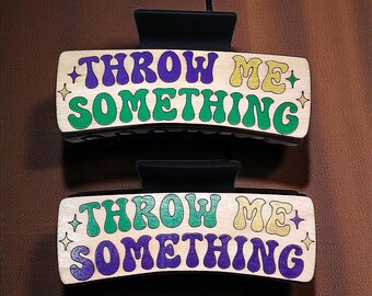 Mardi Gras-haarspeldjescollectie | Paars Groen Goud • Fleur de Lis • | 4" klauwclips