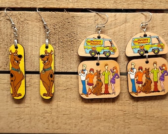 Mystery dog hand painted earrings