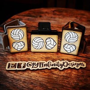 Hand painted wooden Volleyball love clips