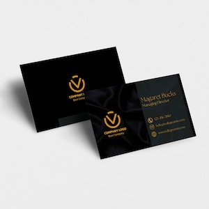 Sleek Black Business Cards Business Cards Templates, Digital Business Cards Unique Business Cards Business Cards Prints image 1