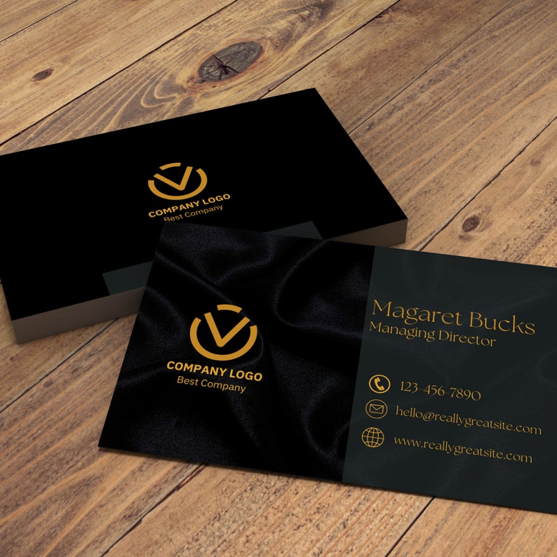 Sleek Black Business Cards Business Cards Templates, Digital Business Cards Unique Business Cards Business Cards Prints image 2