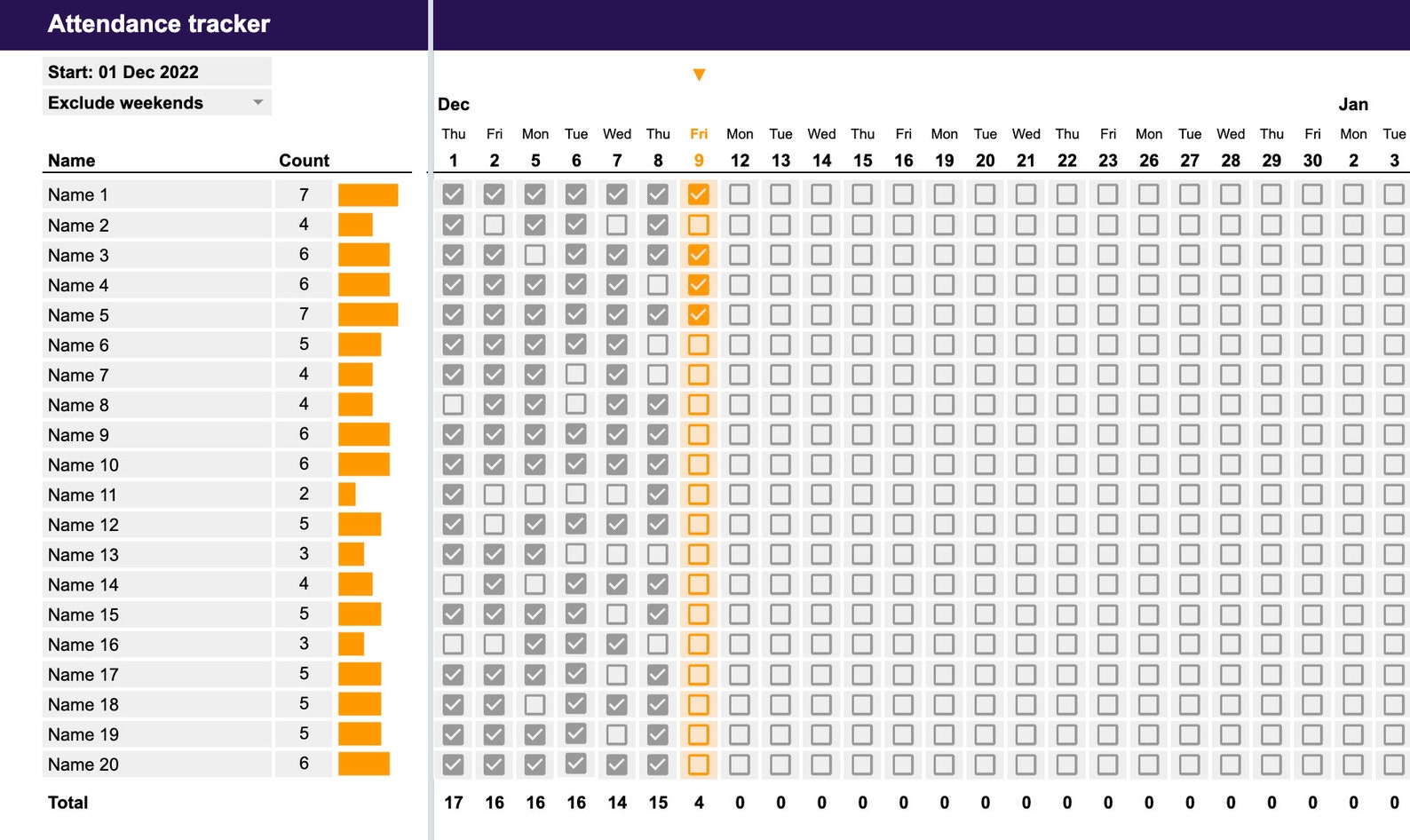 Attendance Tracker - Employees, Classroom, Absence Tracker - Etsy
