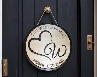 Bearbeitbare 11,5 ""Runde Türschild Vorlage | Canva DIY Holzschild | Passt 12 "x 12"" Lindenholz | Sofortiger Download | Personalisiertes Wohndekor."