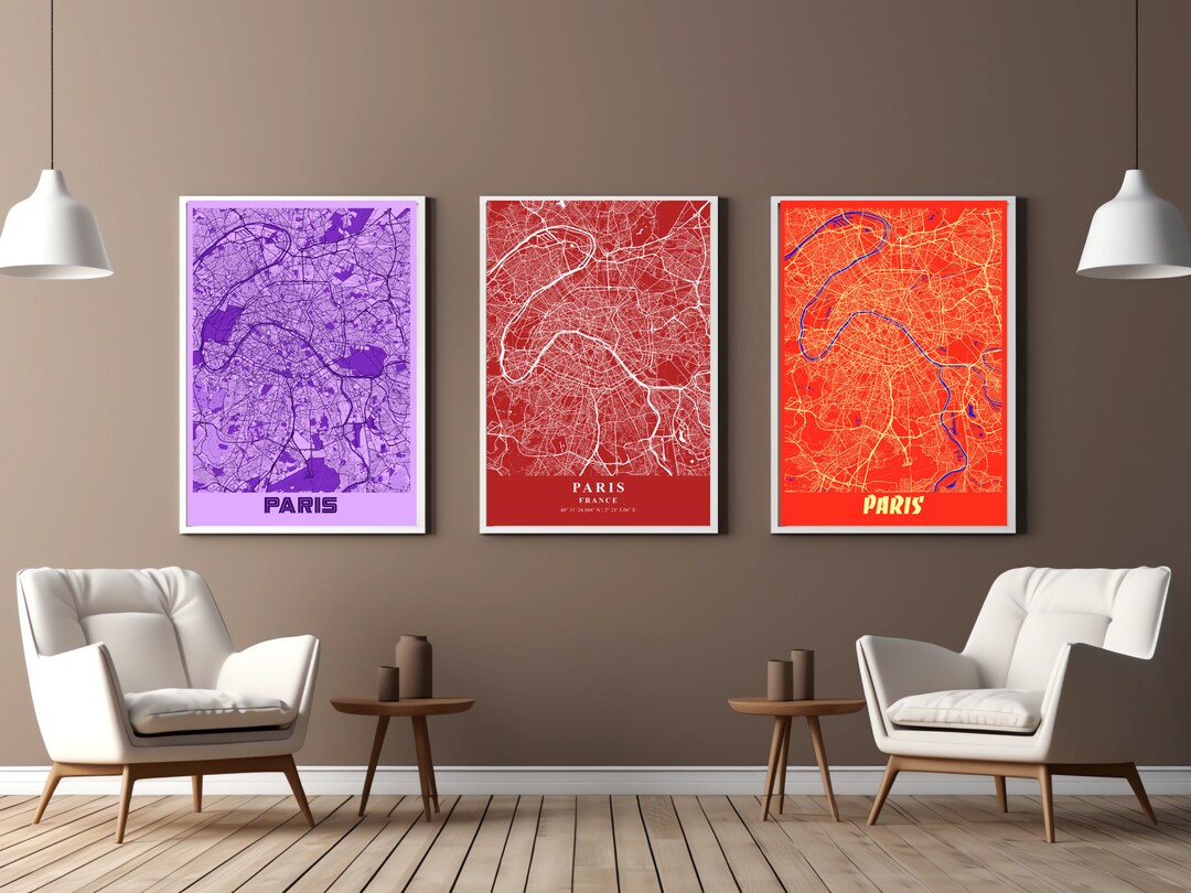 BOLD Color Paris Map BUNDLE Paris City, Paris Map Poster, France, City ...