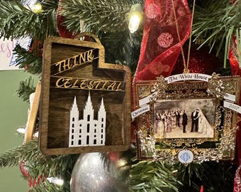 Digitale Dateien! Himmlische Inspiration: SVG und PNG Dateien der Utah Weihnachtsverzierung mit LDS Zitat von Russell M. Nelson with Temples!!