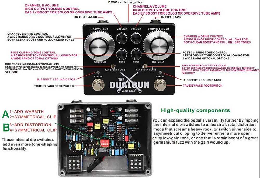 Demonfx the Dual Gun Overdrive/ Dist / Boost High Quality Guitar