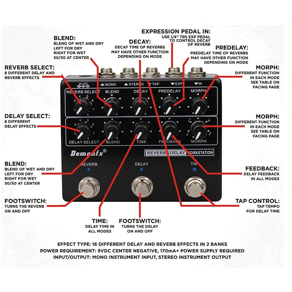 Demonfx RDW Reverb Delay Workstation Guitar Effect Pedal Multi Effects -  Etsy Australia
