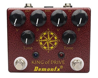 Demonfx King of Drive Overdrive DUAL DRIVE Boost Distortion Guitar Effect Pedal 4 DIP