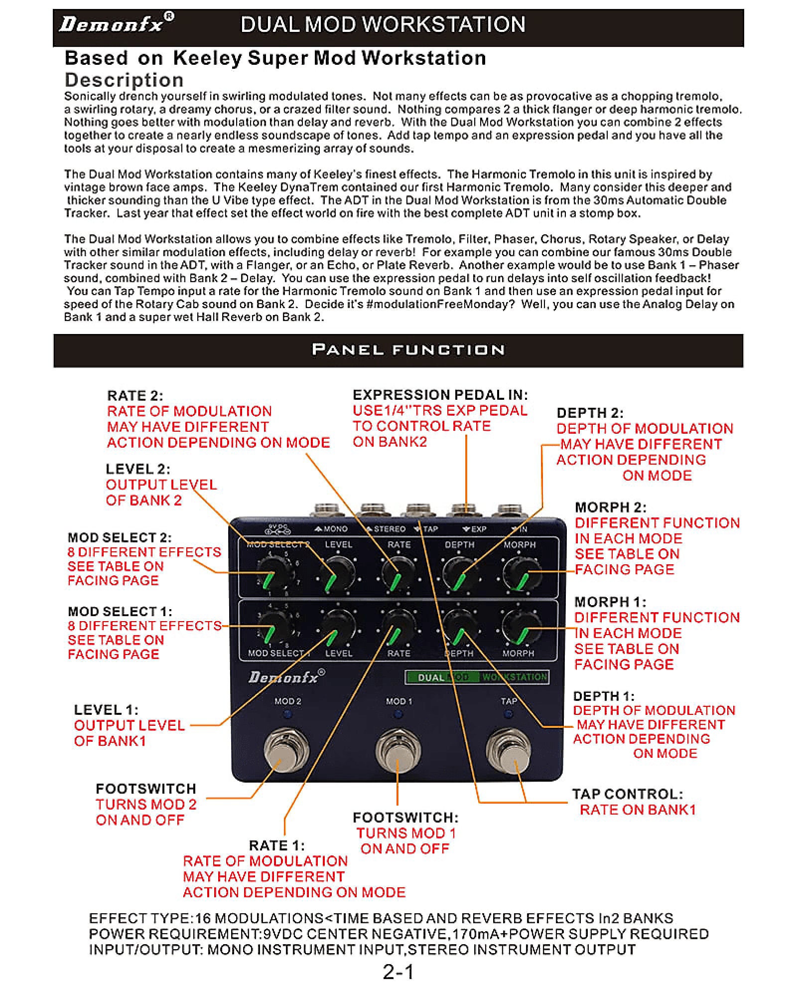 Demonfx DUAL MOD WORKSTATION Pedal de efectos de guitarra