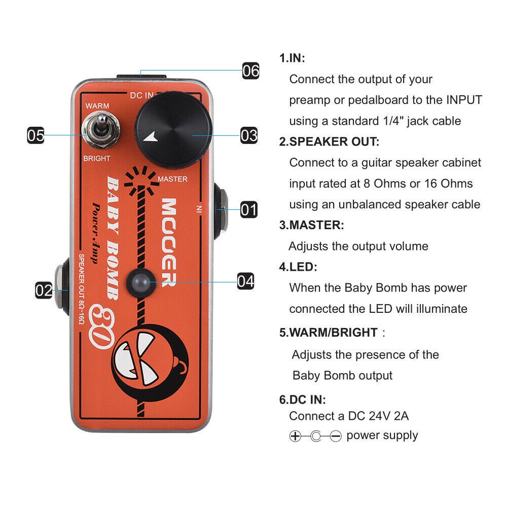 Mooer Baby Bomb 30 a 30 Watt Digital Guitar Power Amp Micro