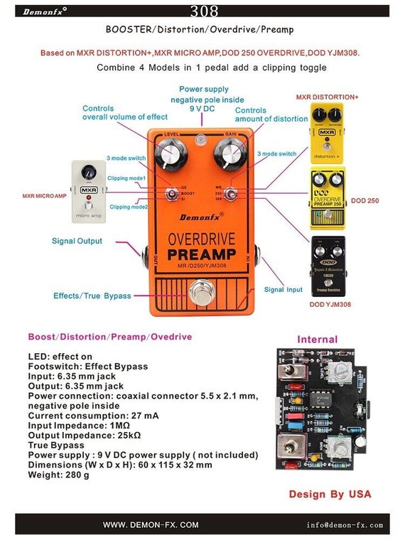 Demonfx YJM308 Multi Toggle Overdrive Preamp - Etsy