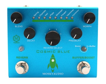 Mosky COSMIC BLUE Guitar Effect Pedal Digital Reverb with Buffer Booster 8-mode