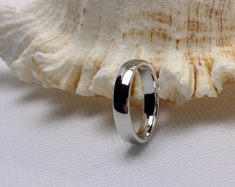 4mm Solid Sterling Silver Wedding Band Ring | Comfort Fit | Court Shape