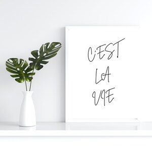 C&#39;est la vie, French quotes, French digital quote, home office decor, art prints, gifts for her