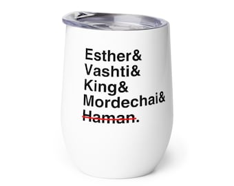 Purim Characters Helvetica Meme Wine Tumbler