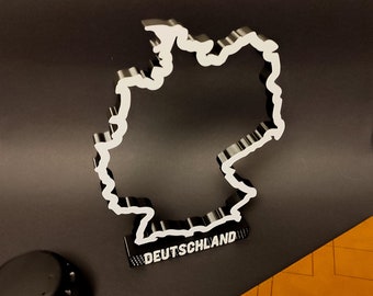 Duitsland Kaart Bureau Standbeeld - 3D Geprint - Toon uw liefde voor het land met een uniek woondecoratiestuk - Handgemaakte sculptuur - Woondecoratie Cadeau