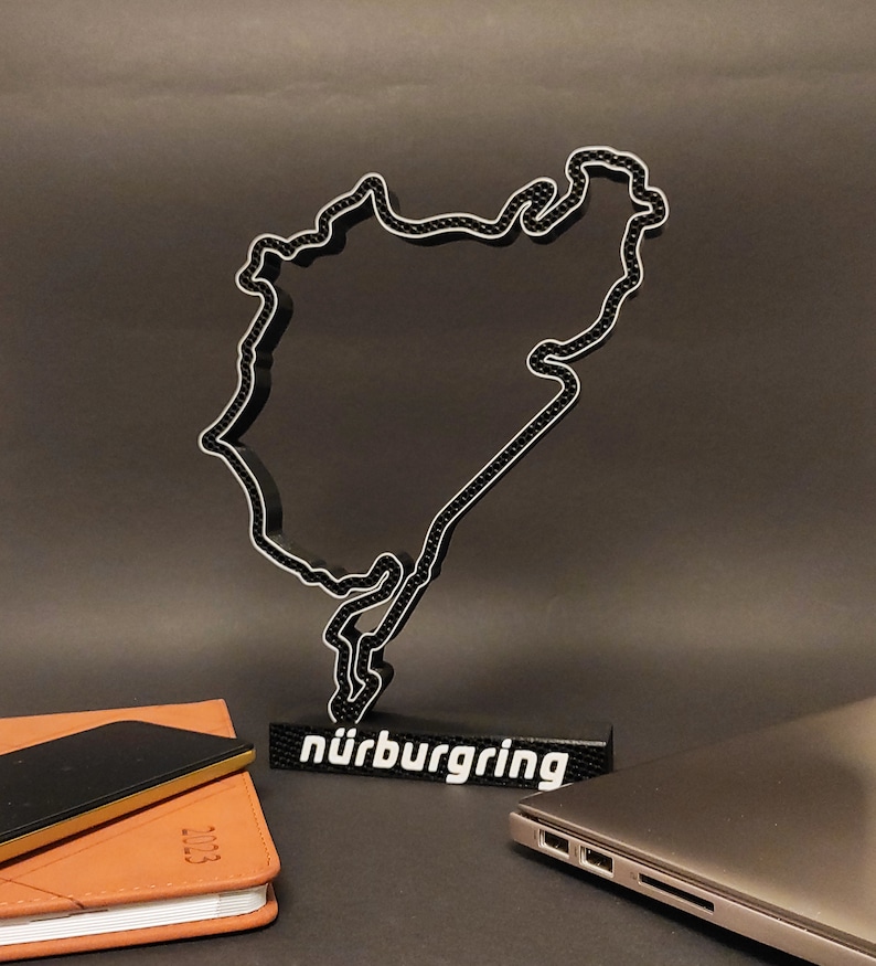 Nürburgring Race Track Table Stand Sculpture 3D Printed Desk Art Formula 1 and DTM Race Track Race Track Art Home Decor image 1