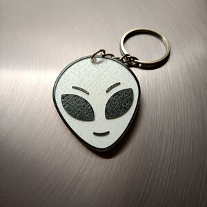 Alien Head Keychain 3D Printed Figurine Space Gift Personalized Key Handmade Unique Alien Lover Keychain Spacecraft Souvenir image 4