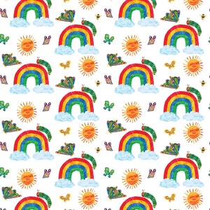 The Very Hungry Caterpillar Rainbow Eric Carle Children Book 100% Cotton Fabric-3575