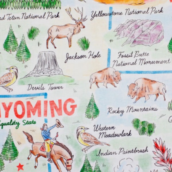 Wyoming State Pride Premium Cotton Fabric 100% Cotton Fabric