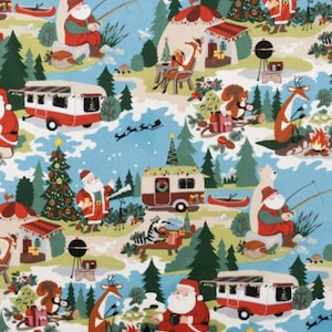 Christmas Alexander Henry Santa Goes Glamping 100% Cotton Fabric 3586 - IN