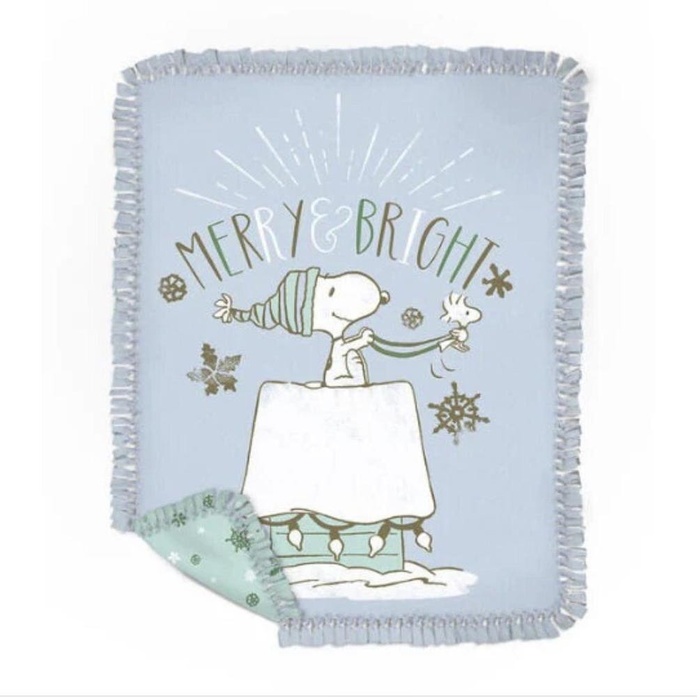 No Sew Throw - Peanuts Snoopy Snow 72" (2 Pieces Of 72"X60" - Adjust Quantity In Shopping Cart) Peakteedesigns