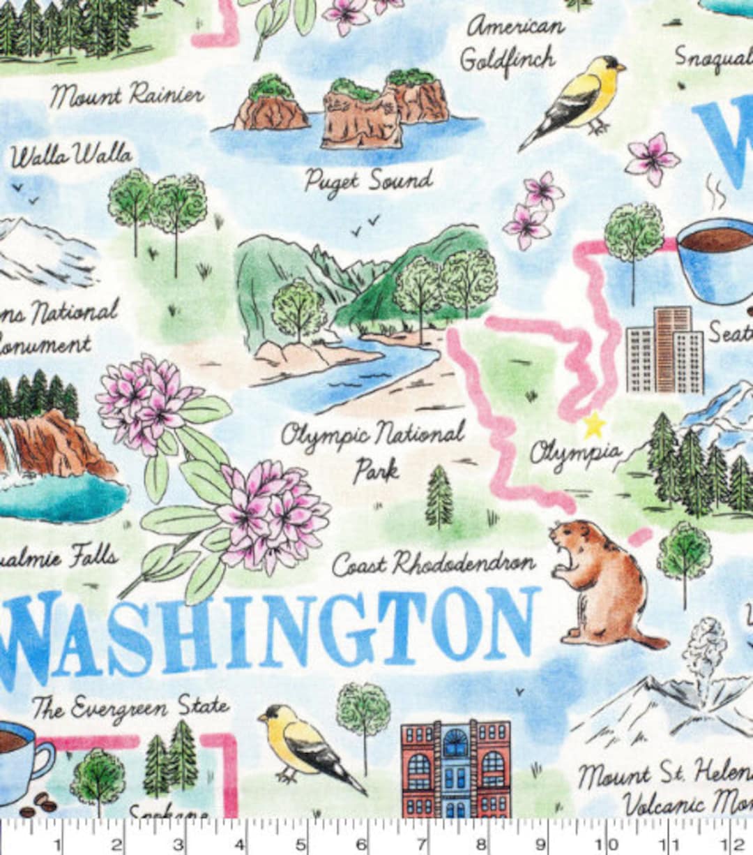 Washington State Pride Premium Cotton Fabric 100 Cotton Fabric IN Etsy