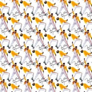 Freddie Mercury Queen Rock Band Freddie Mercury Bohemian Rhapsody 100% Cotton Fabric (1 Yard left)