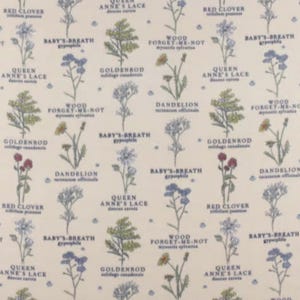 Garden Flowers with Names Fleece Anti Pill Plush Fabric 36 x 56 One Yard (Adjust Quantity in Shopping Cart)