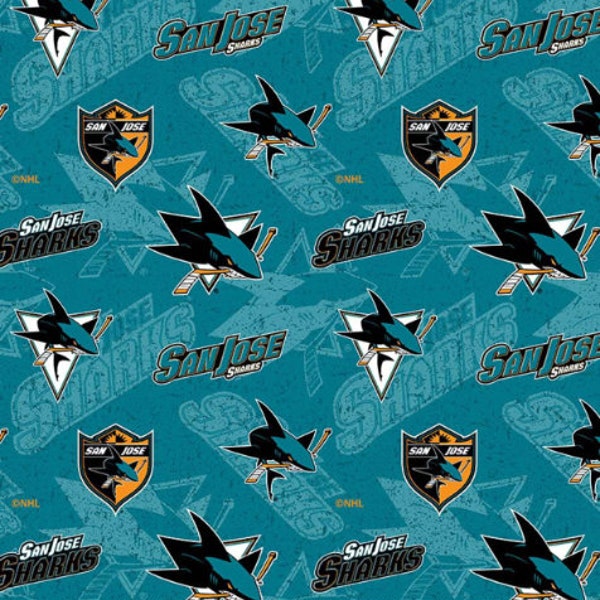 San Jose Sharks NHL Ice Hockey 100% Cotton Fabric 3677