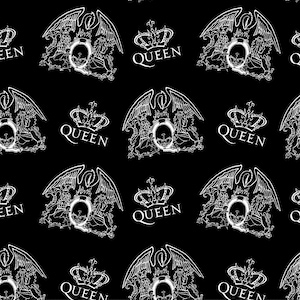 Queen Rock Band Freddie Mercury Bohemian Rhapsody Black & White 100% Cotton Fabric