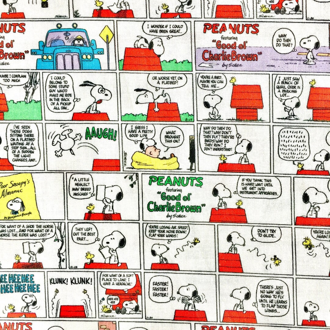 Snoopy Peanuts Comic Books Cartoon Conversation 100 Cotton Etsy