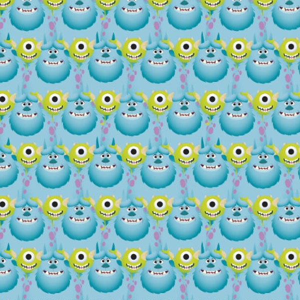 Disney Pixar Monster Inc Monster University Sulley Sullivan & Mike Wazowski 100% Cotton Fabric