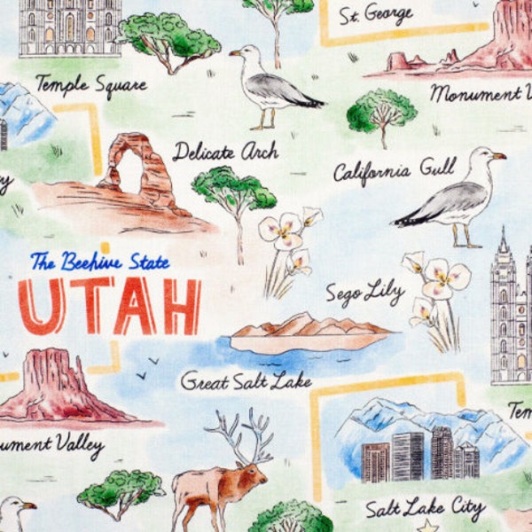 Utah State Pride Premium Cotton Fabric 100% Cotton Fabric