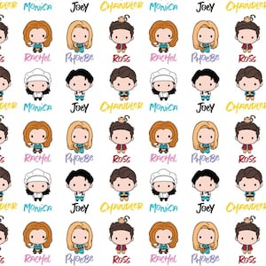 Friends All Characters Rachel Ross Monica Joey Chandler Phoebe 100% Cotton Fabric 3421
