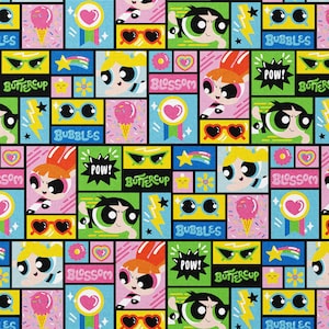 The Powerpuff Girls PPG Blossom Bubbles Buttercup Superheros at Townville  100% Cotton Fabric R3555